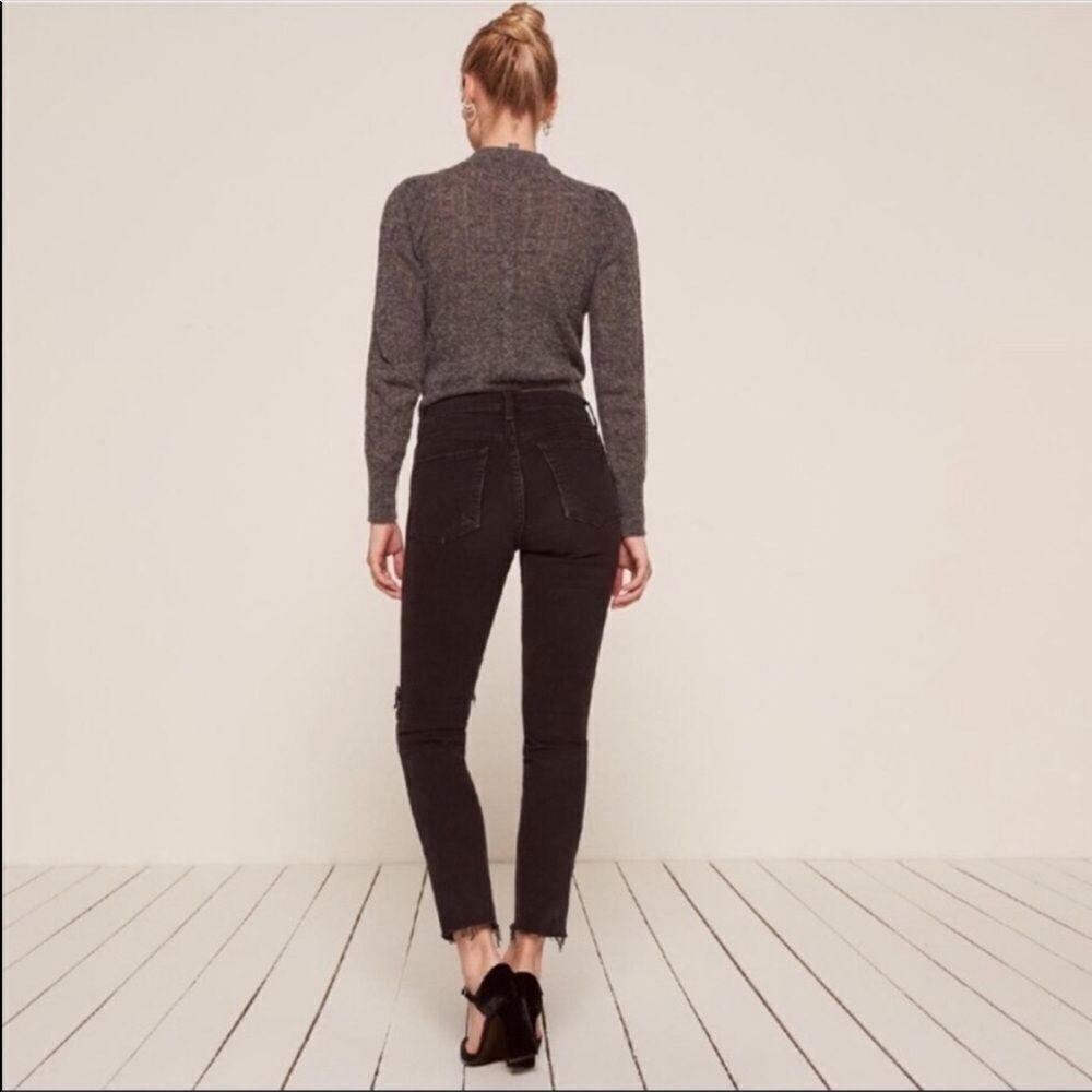 REFORMATION | Camille Stretch Crop Cigarette Black Denim Jeans Women’s Size 25 - Picture 2 of 11